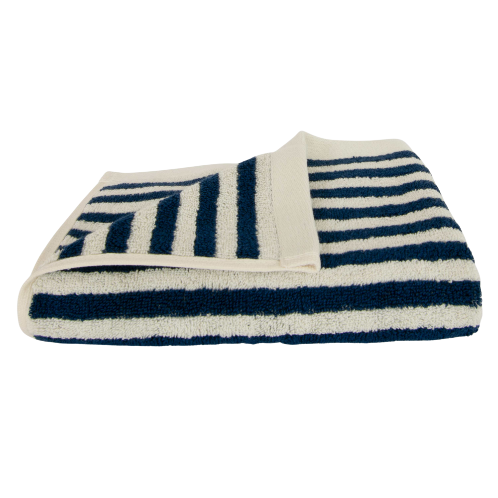 Pinstripe håndklæde, Slate Indigo/Cream - 45x65 cm